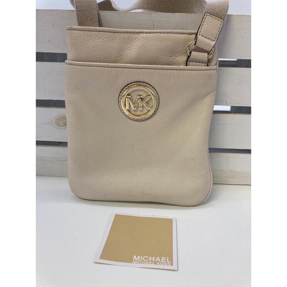 MICHAEL KORS, SMALL CREAM / TAN LEATHER CROSSBODY BAG (ASIS) - Picture 2 of 13